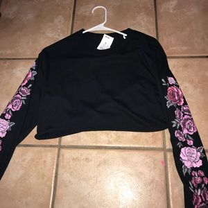 Floral long sleeve crop top